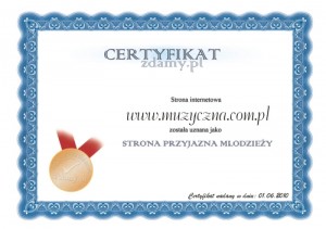 Certyfikat portalu "Zdamy.pl"